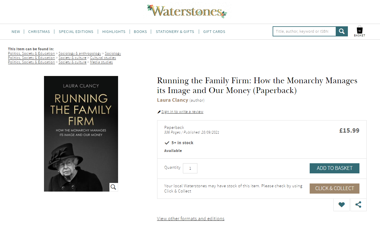 Book available at Waterstones.