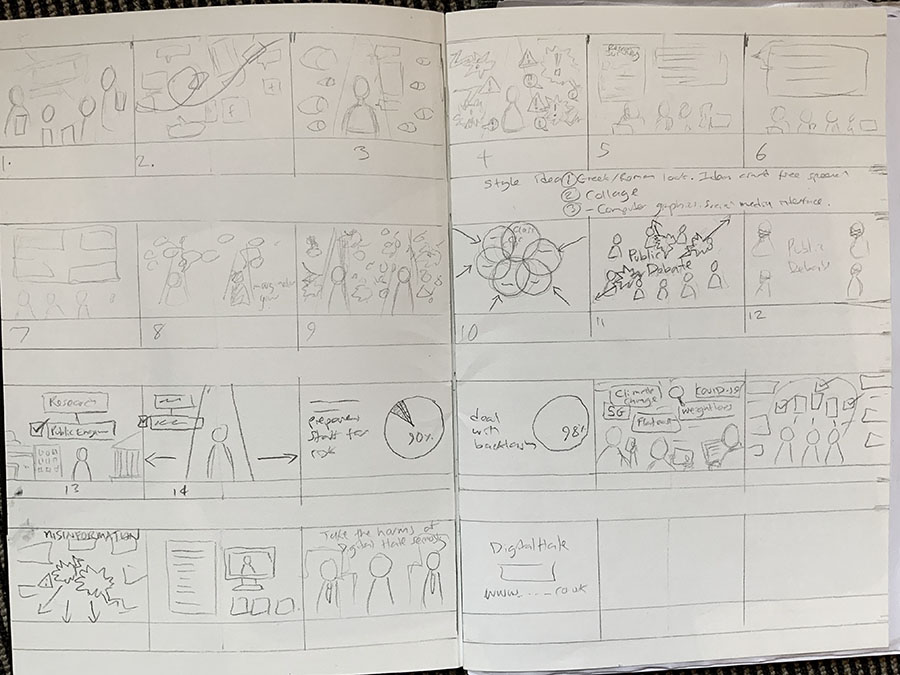 Storyboard sketch thumbnails.