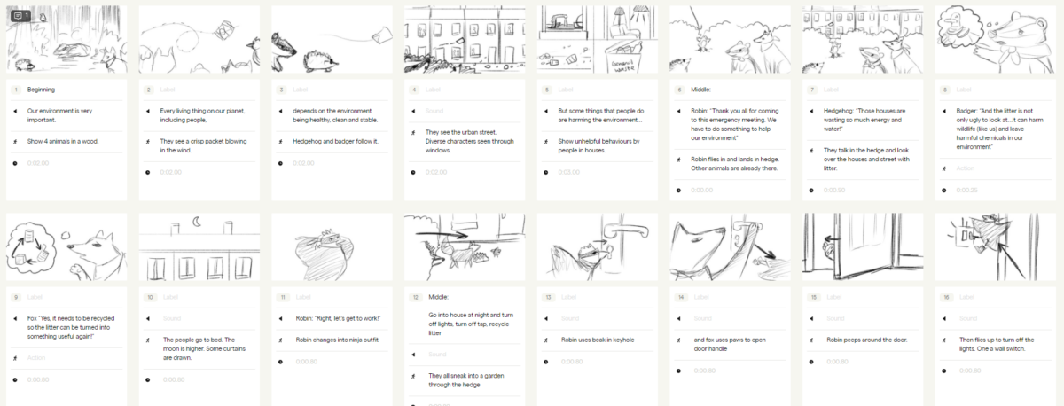 Derbyshire Wildlife Trust Animation Sketched Storyboard.