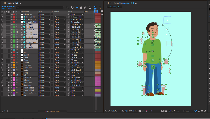 Rigging for Easy Lease Direct car rental explainer animation.