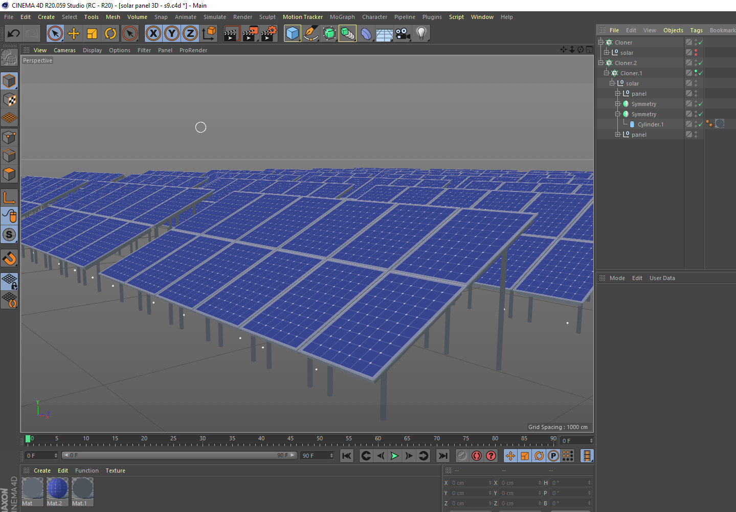 Solar parks animation cinema 4d.