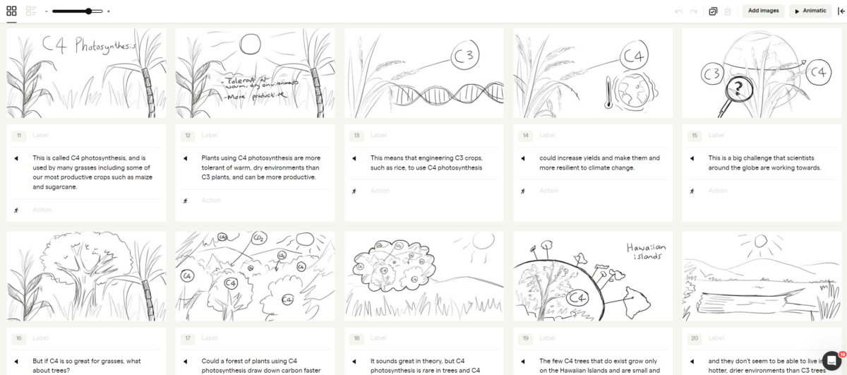 Sketched storyboards.