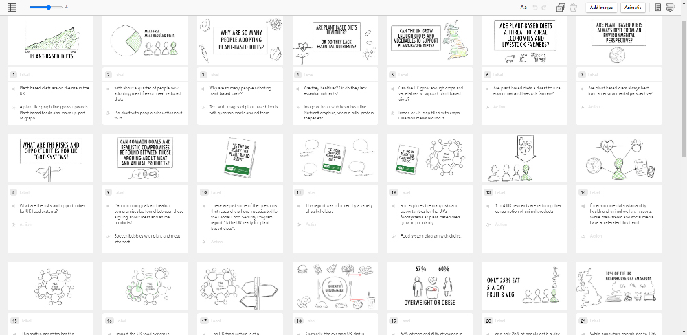 Sketched storyboards.