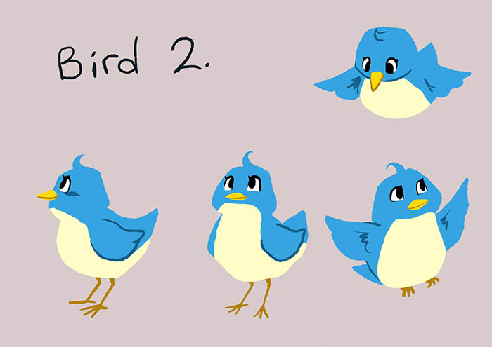 carton bird character design option 2.