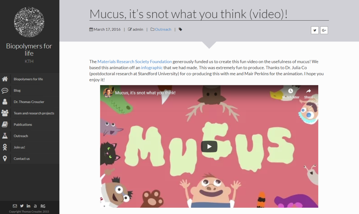 Public outreach science research animation funded by MRS.