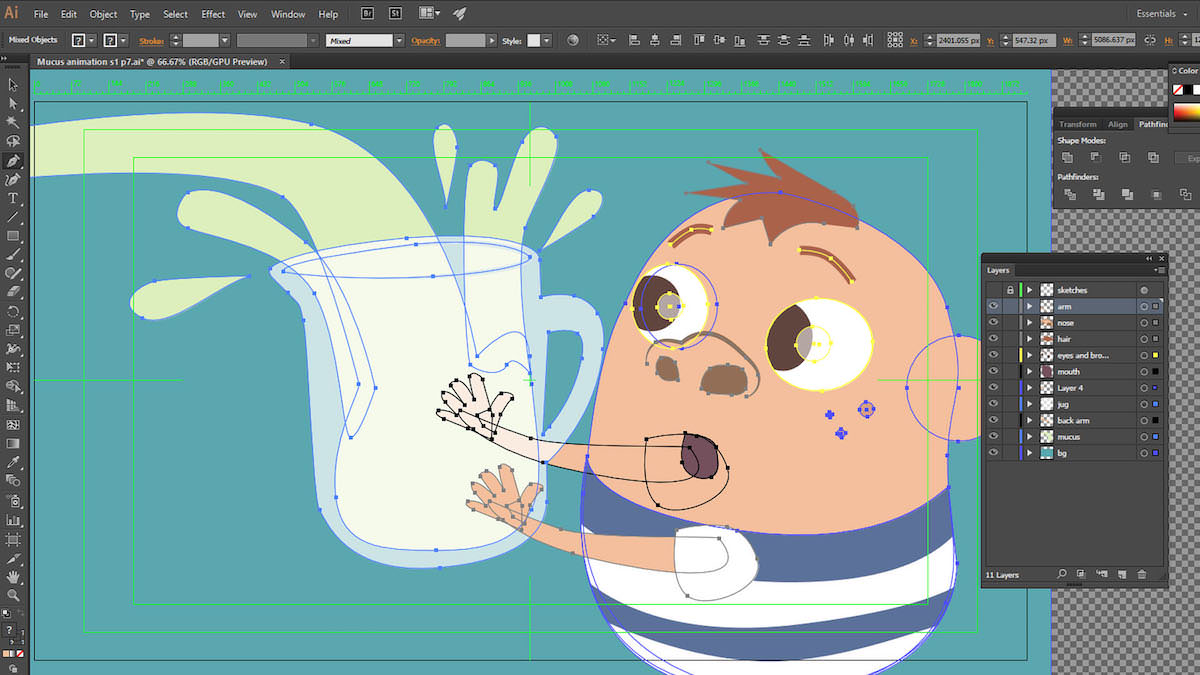 illustrating animation assets in illustrator for after effects.