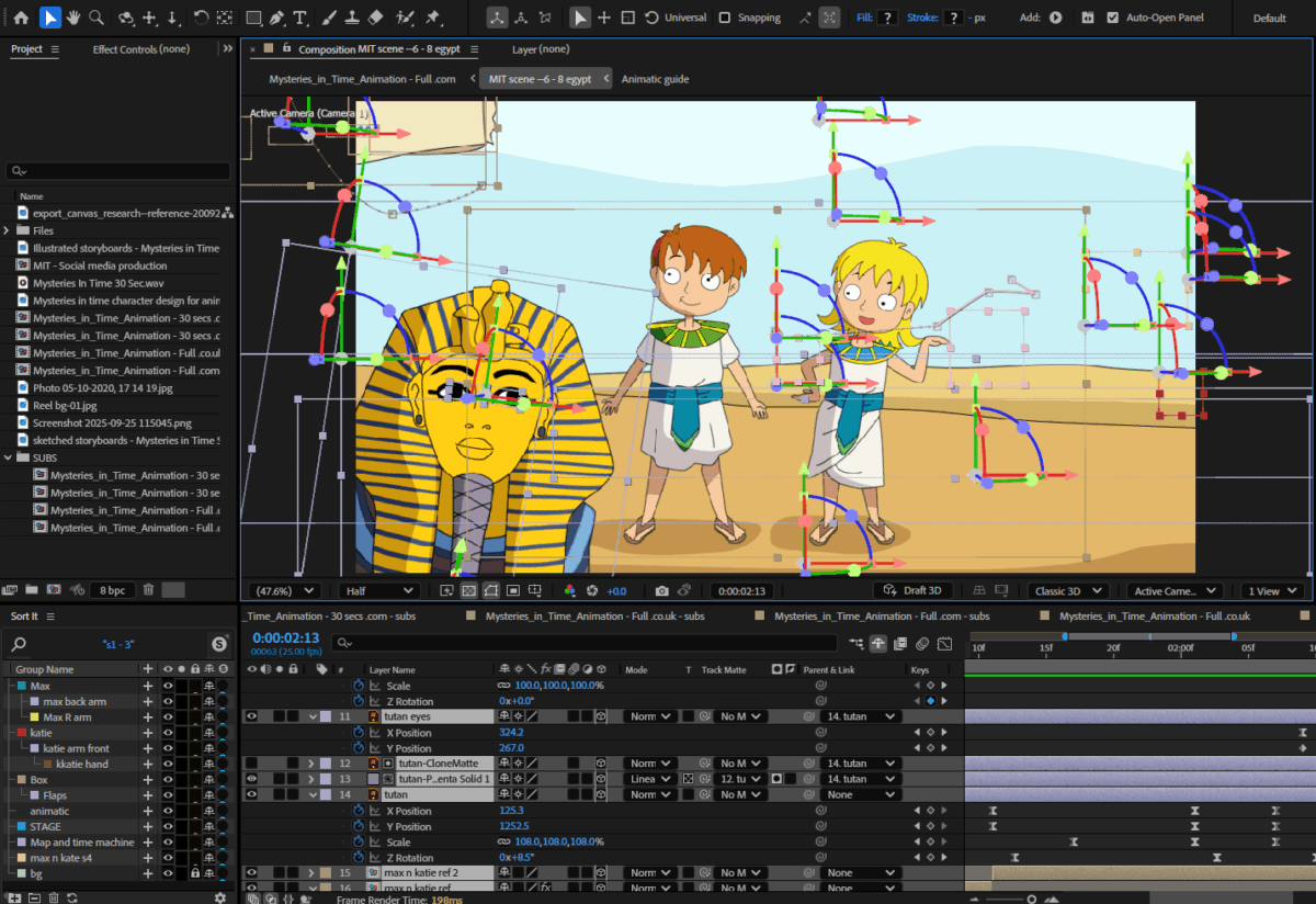 Animation scene in After Effects.
