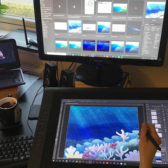 Illustrating animation assets in Photoshop.
