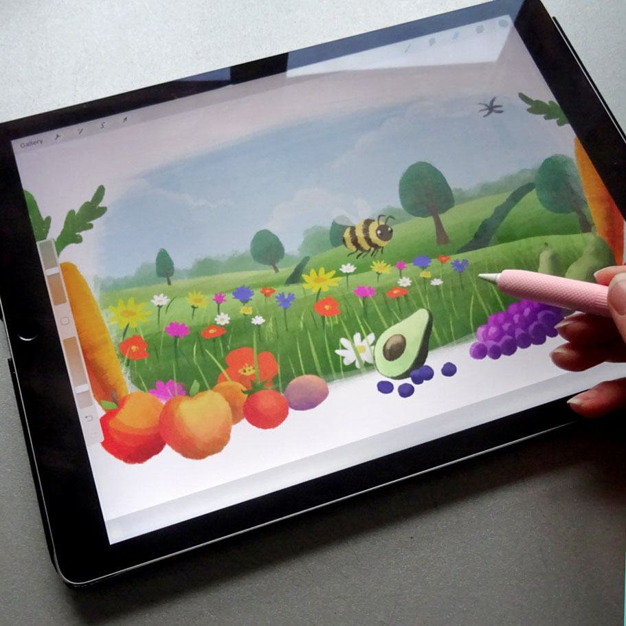 ipad illustrations for environmental research bee animation.