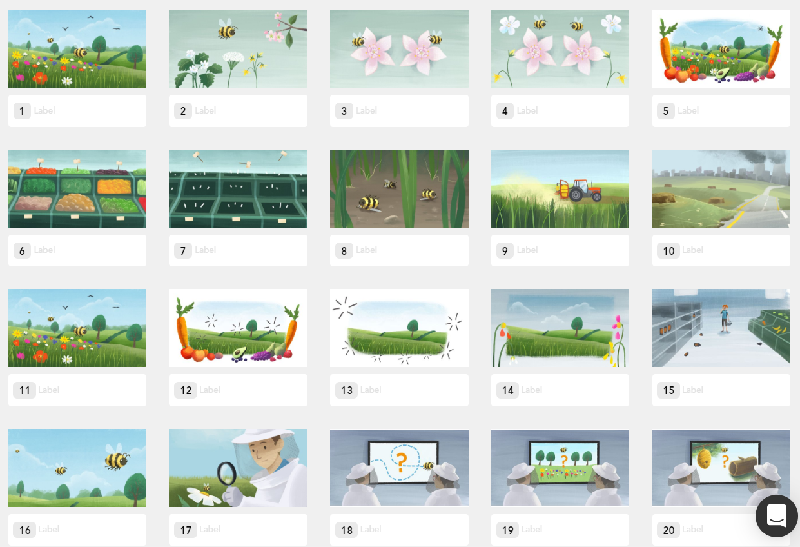 Illustrated storyboard.