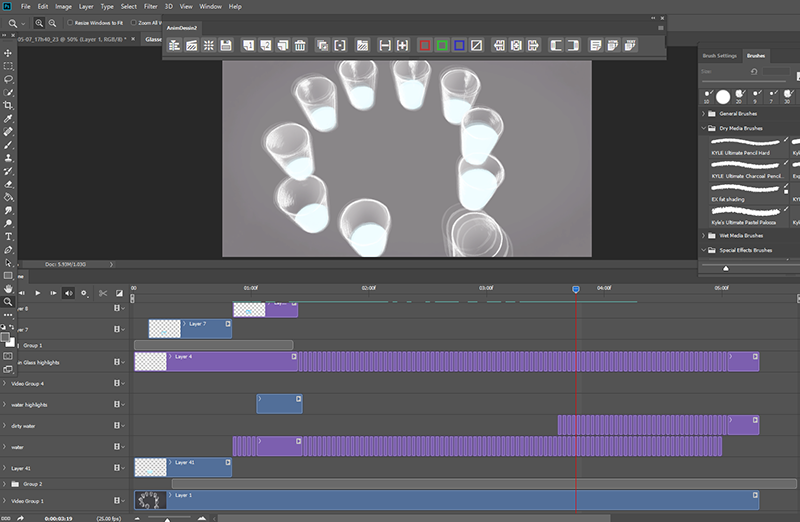 Photoshop animation of glasses from C4D.