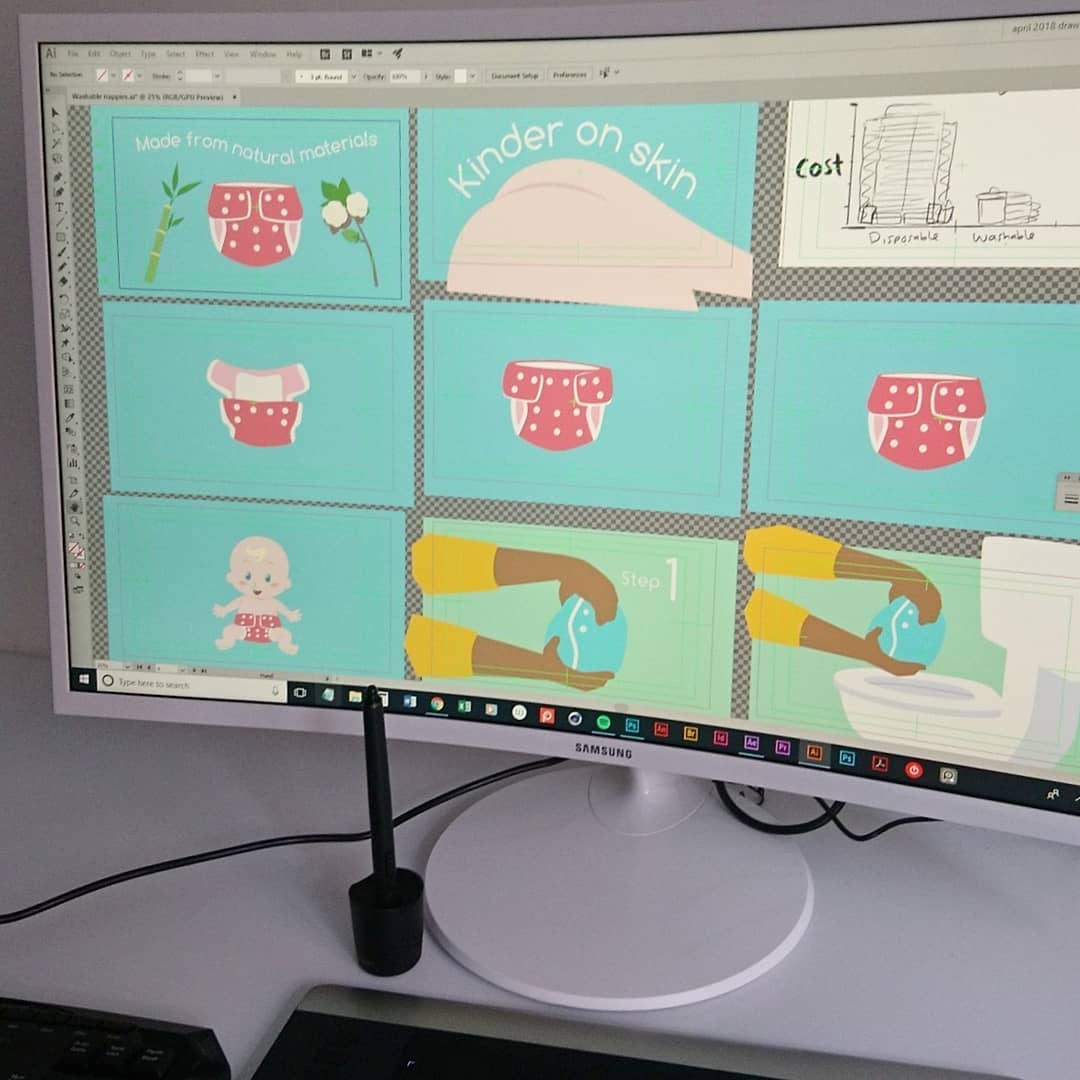Nappy animation storyboard illustration.