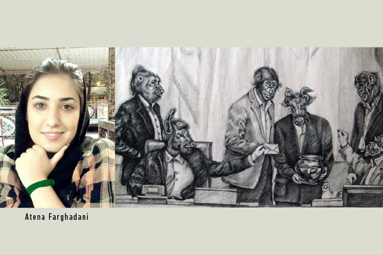 Atena was imprisoned for painting Iranian government officials as animals.
