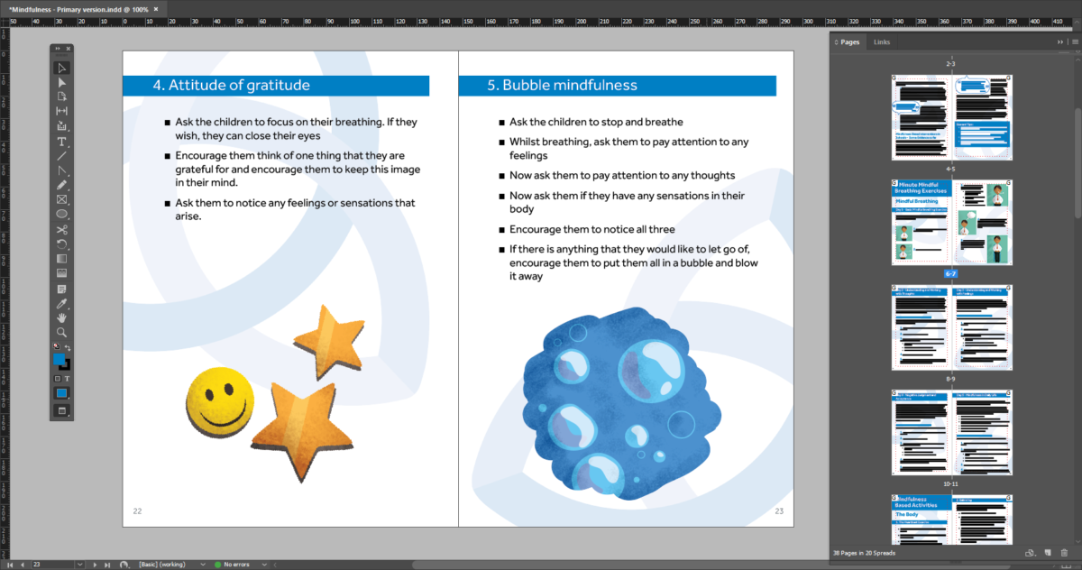 Designing booklets for Mental Health And Wellbeing In Schools.